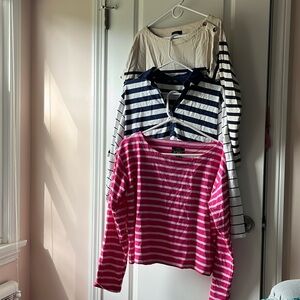 3 J Crew striped shirts! Size medium. Cotton knit.
